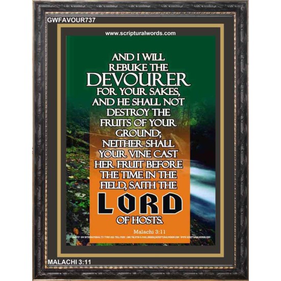 REBUKE DEVOURER   Framed Scriptures Dcor   (GWFAVOUR737)   