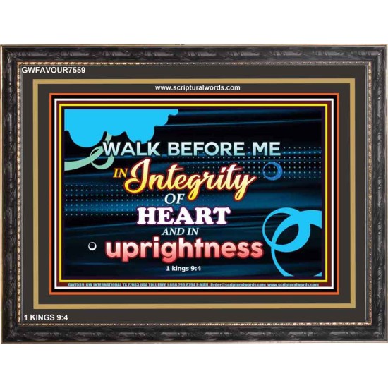 WALK IN INTEGRITY   Unique Bible Verse Frame   (GWFAVOUR7559)   