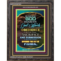 OBEDIENCE IS BETTER THAT SACRIFICE   Scriptural Portrait Acrylic Glass Frame   (GWFAVOUR7651)   