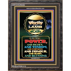 WORTHY IS THE LAMB   Framed Bible Verse Online   (GWFAVOUR8494)   