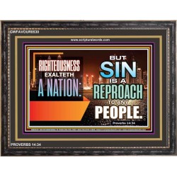 RIGHTEOUSNESS EXALTS A NATION   Encouraging Bible Verse Framed   (GWFAVOUR8530)   