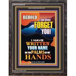 YOUR NAME WRITTEN  IN GODS PALMS   Bible Verse Frame for Home Online   (GWFAVOUR8708)   "33x45"