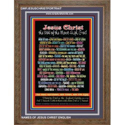 NAMES OF JESUS CHRIST WITH BIBLE VERSES    Wooden Frame   (GWFJESUSCHRISTPORTRAIT)   "33x45"