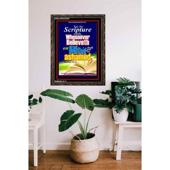 WHOSOEVER BELIEVETH   Acrylic Glass Frame Scripture Art   (GWGLORIOUS3297)   