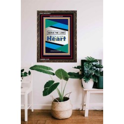 WITH ALL YOUR HEART   Large Frame Scripture Wall Art   (GWGLORIOUS4811)   