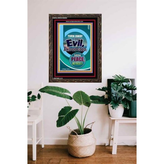 TURN AWAY FROM EVIL   Encouraging Bible Verses Framed   (GWGLORIOUS8082)   