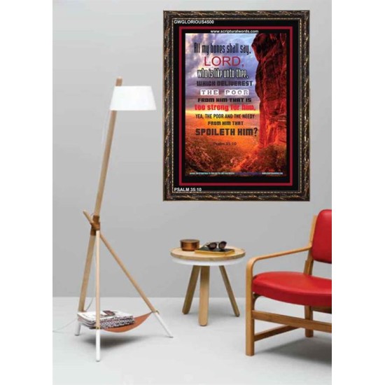 WHO IS LIKE UNTO THEE   Biblical Art Acrylic Glass Frame   (GWGLORIOUS4500)   