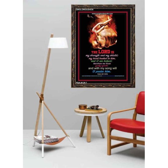 WITH MY SONG WILL I PRAISE HIM   Framed Sitting Room Wall Decoration   (GWGLORIOUS4538)   