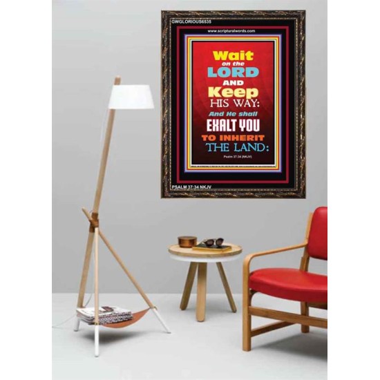 WAIT ON THE LORD   Bible Verses Wall Art Acrylic Glass Frame   (GWGLORIOUS6535)   