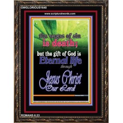 WAGES OF SIN IS DEATH   Christian Paintings Acrylic Glass Frame   (GWGLORIOUS1640)   "33x45"