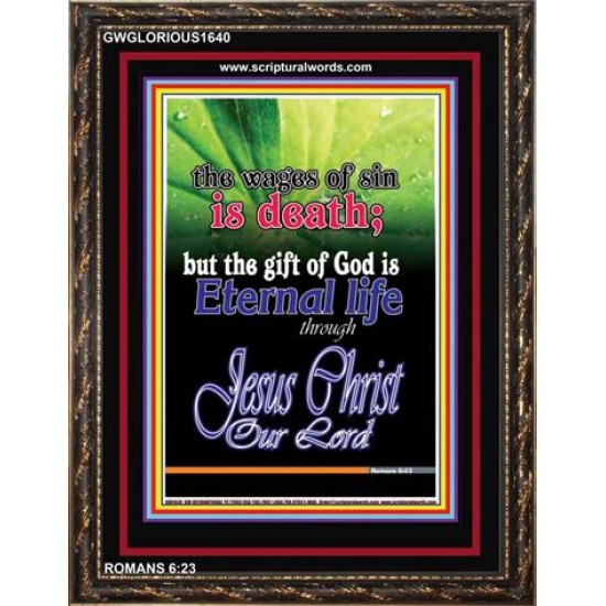 WAGES OF SIN IS DEATH   Christian Paintings Acrylic Glass Frame   (GWGLORIOUS1640)   