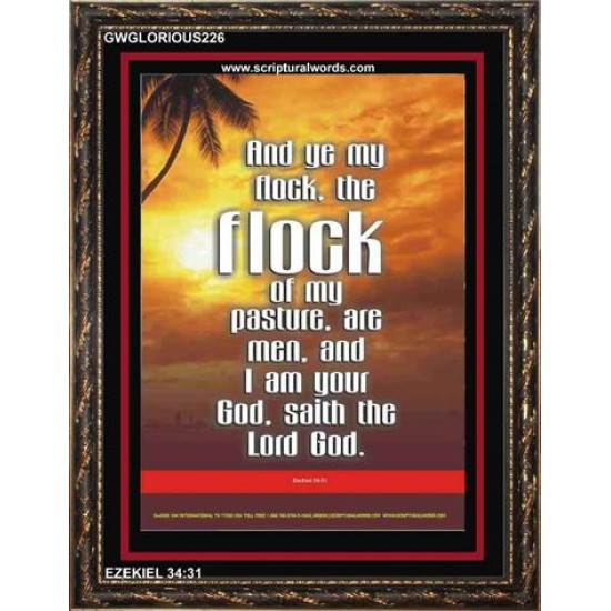 YE ARE MY FLOCK    Biblical Art Acrylic Glass Frame    (GWGLORIOUS226)   