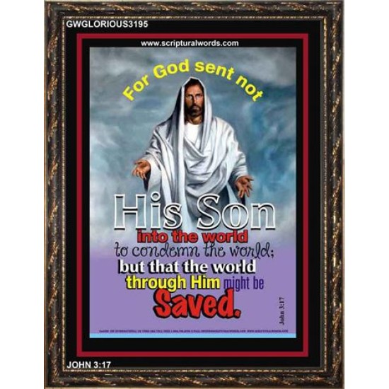THE WORLD THROUGH HIM MIGHT BE SAVED   Bible Verse Frame Online   (GWGLORIOUS3195)   