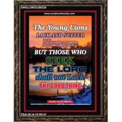 THE YOUNG LIONS LACK AND SUFFER   Acrylic Glass Frame Scripture Art   (GWGLORIOUS6529)   