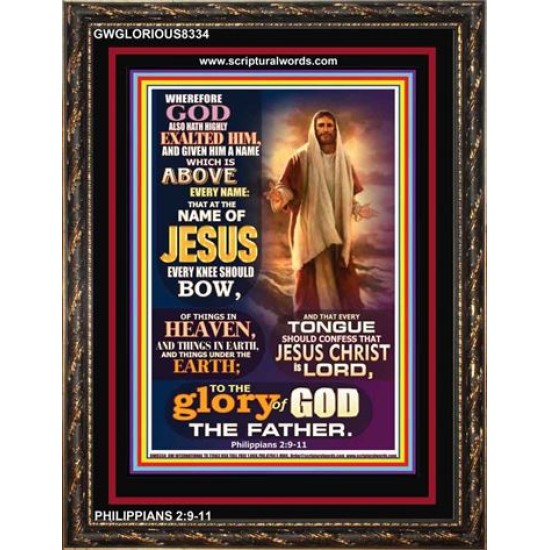 GOD HATH HIGHLY EXALTED HIM   Wooden Frame Scripture Art   (GWGLORIOUS8334)   