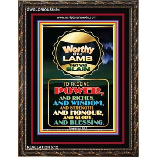 WORTHY IS THE LAMB   Framed Bible Verse Online   (GWGLORIOUS8494)   