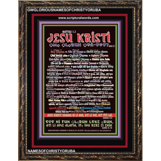 NAMES OF JESUS CHRIST WITH BIBLE VERSES IN YORUBA LANGUAGE {Oruko Jesu Kristi}   Scriptures Wall Art   (GWGLORIOUSNAMESOFCHRISTYORUBA)   