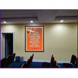 ASK IN PRAYER, BELIEVING AND  RECEIVE.   Framed Bible Verses   (GWJOY002)   
