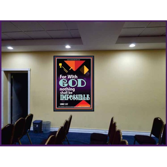 WITH GOD NOTHING SHALL BE IMPOSSIBLE   Frame Bible Verse   (GWJOY7564)   