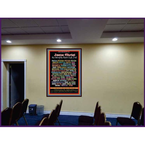 NAMES OF JESUS CHRIST WITH BIBLE VERSES    Religious Art Frame   (GWJOYJESUSCHRISTPORTRAIT)   