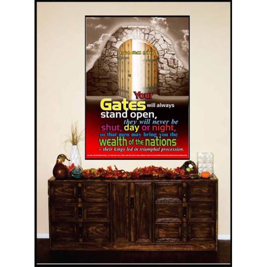 YOUR GATES WILL ALWAYS STAND OPEN   Large Frame Scripture Wall Art   (GWJOY1684)   