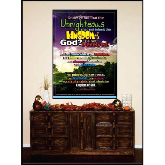 UNRIGHTEOUS SHALL NOT INHERIT THE KINGDOM   Large Framed Scripture Wall Art   (GWJOY3204)   