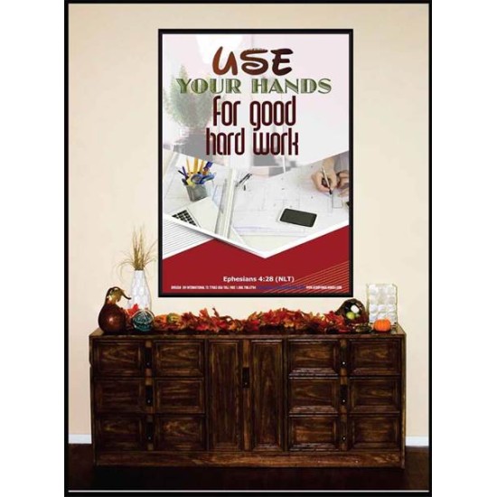 USE YOUR HANDS FOR GOOD HARD WORK   Bible Verse Wall Art Frame   (GWJOY5059)   