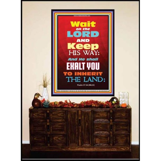 WAIT ON THE LORD   Bible Verses Wall Art Acrylic Glass Frame   (GWJOY6535)   