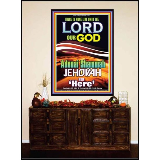 ADONAI JEHOVAH SHAMMAH GOD IS HERE   Framed Hallway Wall Decoration   (GWJOY8654)   