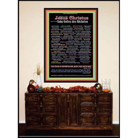 NAMES OF JESUS CHRIST WITH BIBLE VERSES IN GERMAN LANGUAGE {Namen Jesu Christi}  Frame Art Prints   (GWJOYNAMESOFCHRISTDEUTSCH)   