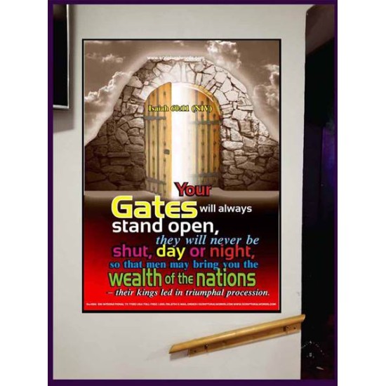 YOUR GATES WILL ALWAYS STAND OPEN   Large Frame Scripture Wall Art   (GWJOY1684)   