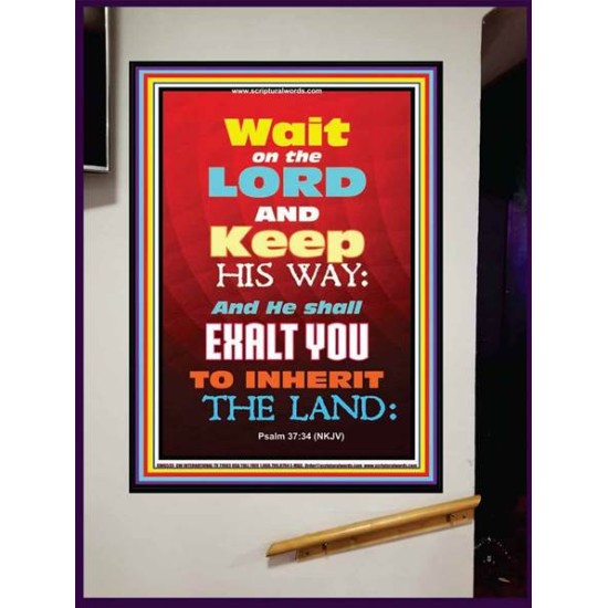 WAIT ON THE LORD   Bible Verses Wall Art Acrylic Glass Frame   (GWJOY6535)   