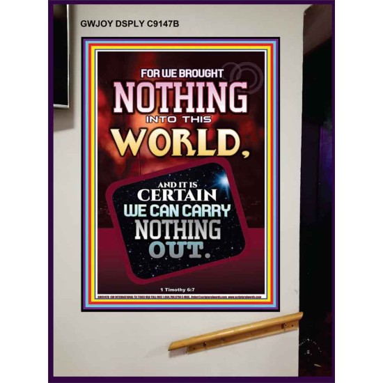 WE BROUGHT NOTHING TO THE WORLD   Framed Scriptural Dcor   (GWJOY9147B)   