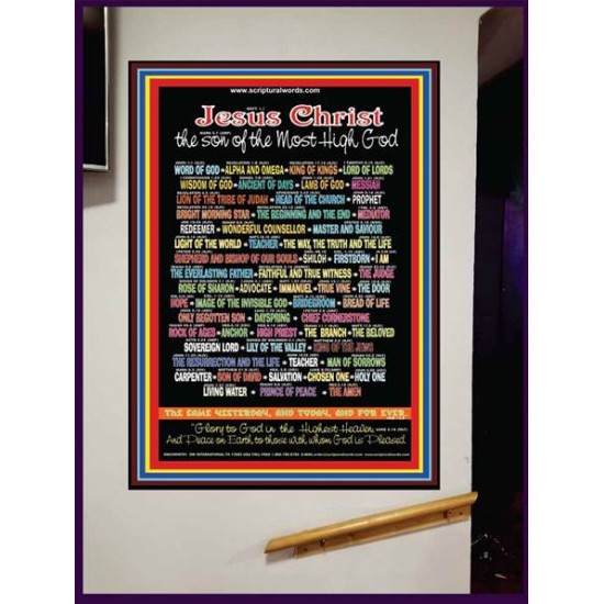 NAMES OF JESUS CHRIST WITH BIBLE VERSES    Religious Art Frame   (GWJOYJESUSCHRISTPORTRAIT)   