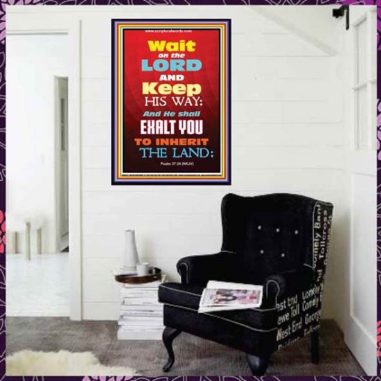 WAIT ON THE LORD   Bible Verses Wall Art Acrylic Glass Frame   (GWJOY6535)   