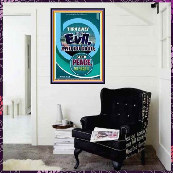 TURN AWAY FROM EVIL   Encouraging Bible Verses Framed   (GWJOY8082)   