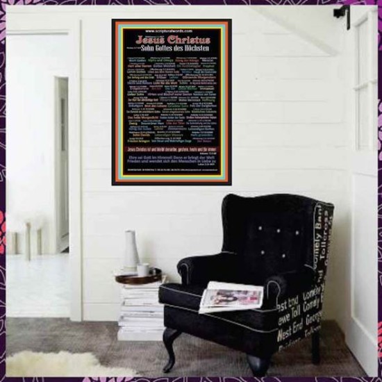 NAMES OF JESUS CHRIST WITH BIBLE VERSES IN GERMAN LANGUAGE {Namen Jesu Christi}  Frame Art Prints   (GWJOYNAMESOFCHRISTDEUTSCH)   