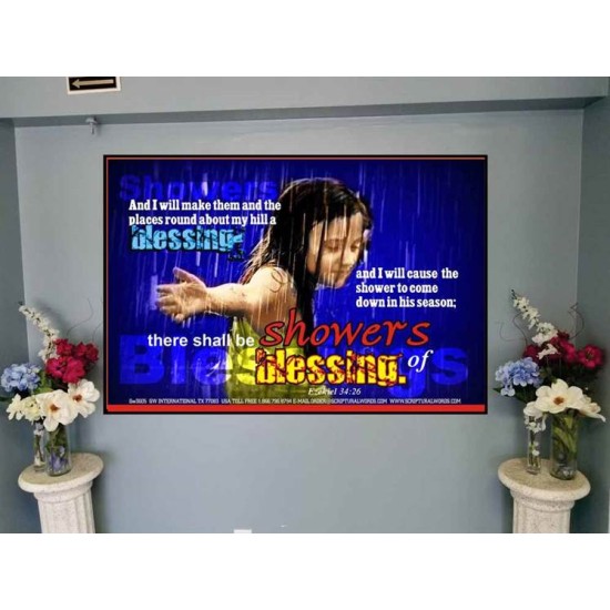 SHOWERS OF BLESSING   Frame Scripture Dcor   (GWJOY3605)   