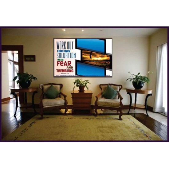 WORK OUT YOUR SALVATION   Biblical Art Acrylic Glass Frame   (GWJOY5312)   