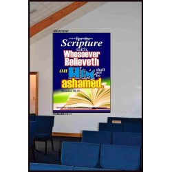 WHOSOEVER BELIEVETH   Acrylic Glass Frame Scripture Art   (GWJOY3297)   "37x49"