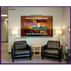 SET BEFORE YOU LIFE AND DEATH   Bible Verse Framed Art   (GWJOY3547)   