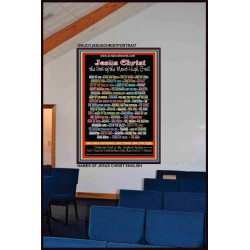 NAMES OF JESUS CHRIST WITH BIBLE VERSES    Religious Art Frame   (GWJOYJESUSCHRISTPORTRAIT)   "37x49"
