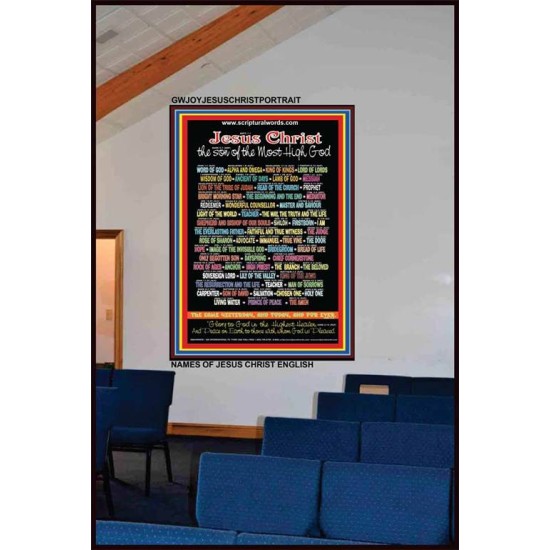 NAMES OF JESUS CHRIST WITH BIBLE VERSES    Religious Art Frame   (GWJOYJESUSCHRISTPORTRAIT)   