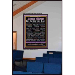 NAMES OF JESUS CHRIST WITH BIBLE VERSES IN FRENCH LANGUAGE  {Noms de Jésus Christ}  Frame Art  (GWJOYNAMESOFCHRISTFRENCH)   "37x49"