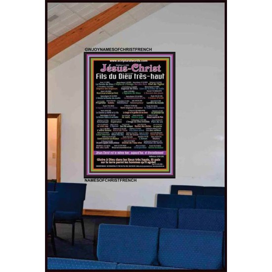 NAMES OF JESUS CHRIST WITH BIBLE VERSES IN FRENCH LANGUAGE  {Noms de Jésus Christ}  Frame Art  (GWJOYNAMESOFCHRISTFRENCH)   