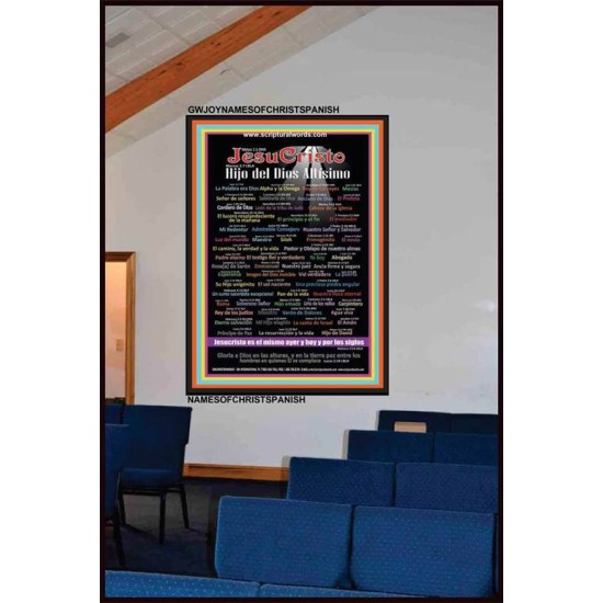 NOMBRES DE JESUCRISTO CON VERSÍCULOS DE LA BIBLIA EN ESPAÑOL {NAMES OF JESUS CHRIST WITH BIBLE VERSES} Arte de pared de las Escrituras (GWJOYNAMESOFCHRISTSPANISH) 