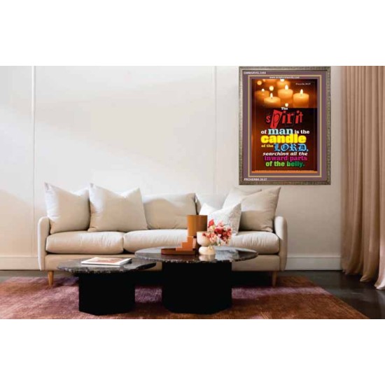 THE SPIRIT OF MAN IS THE CANDLE OF THE LORD   Framed Hallway Wall Decoration   (GWMARVEL3355)   