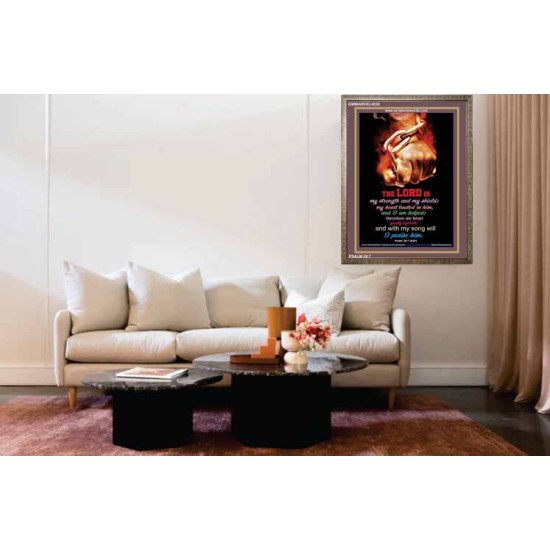 WITH MY SONG WILL I PRAISE HIM   Framed Sitting Room Wall Decoration   (GWMARVEL4538)   