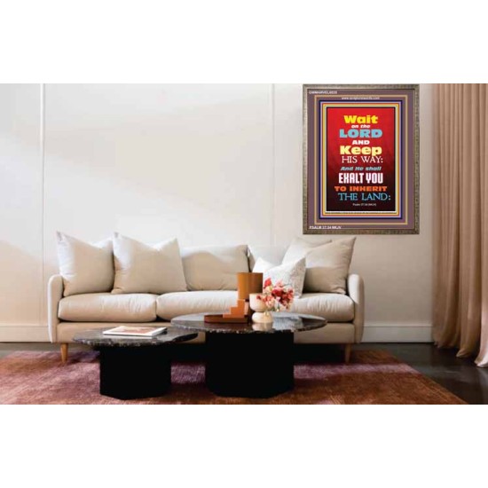 WAIT ON THE LORD   Bible Verses Wall Art Acrylic Glass Frame   (GWMARVEL6535)   