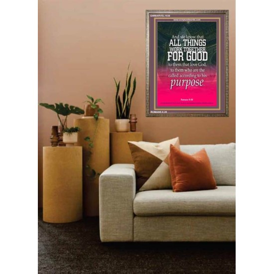ALL THINGS WORK FOR GOOD TO THEM THAT LOVE GOD   Acrylic Glass framed scripture art   (GWMARVEL1036)   